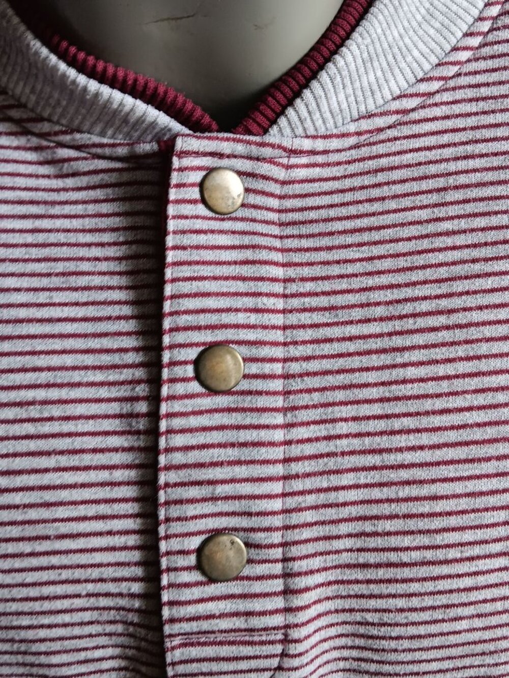 Vintage Pullover Shirt Men's 2XL Towncraft Striped Henley Red/Navy/Grey 1990's